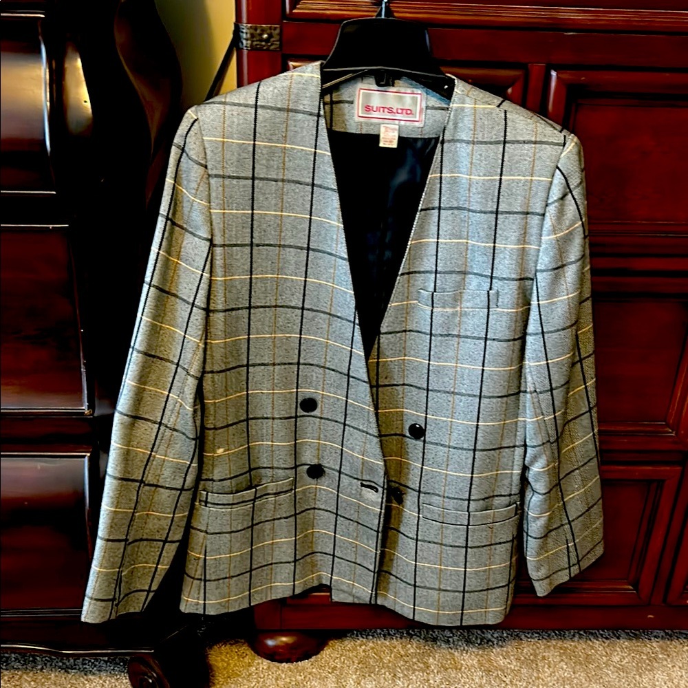 Gray Windowpane Blazer Contemporary Design